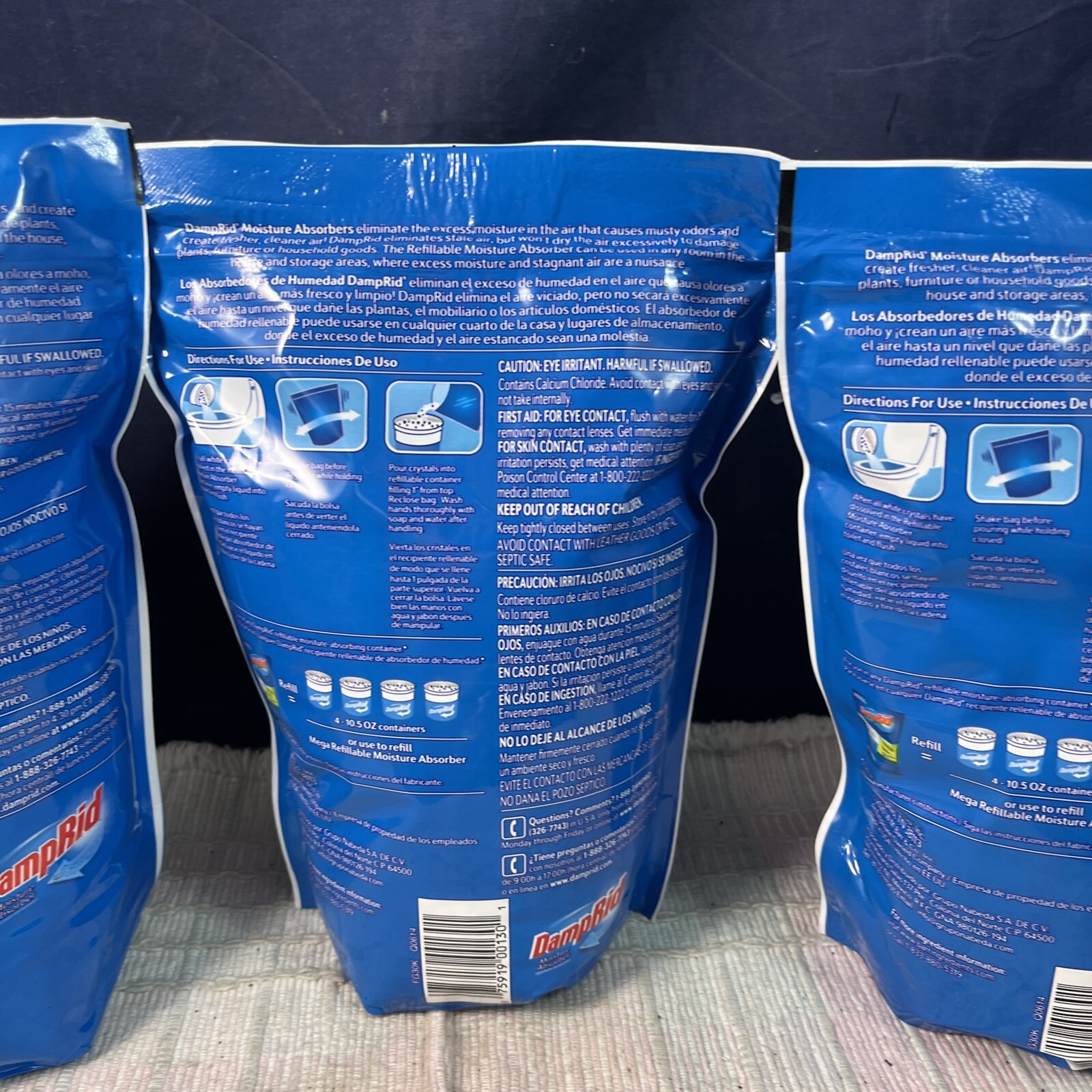 Lot of 3, Damp Rid Moisture Absorber Refill, Fragrance Free, 2 Lb 10oz Brand New