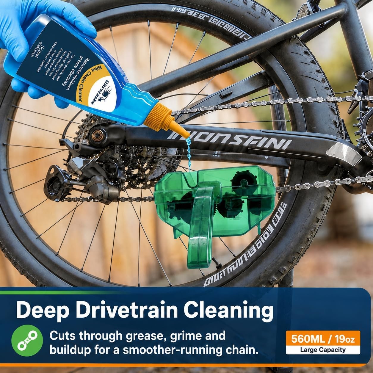 Bike Chain Cleaner Kit, 560ml/19oz Biodegradable Degreaser with 2oz Wet Chain…