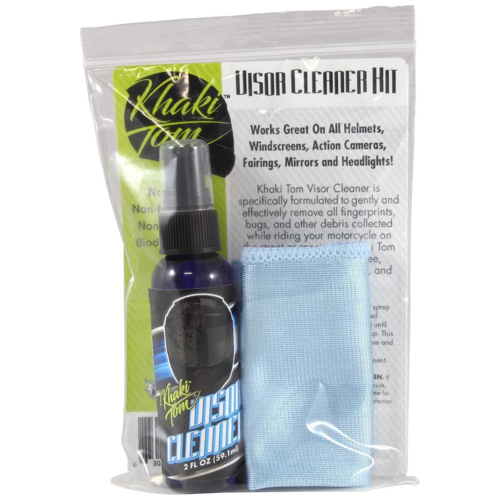 Motorcycle Helmet and Visor Cleaner – 2 Oz Streak Free Spray and Microfiber T…
