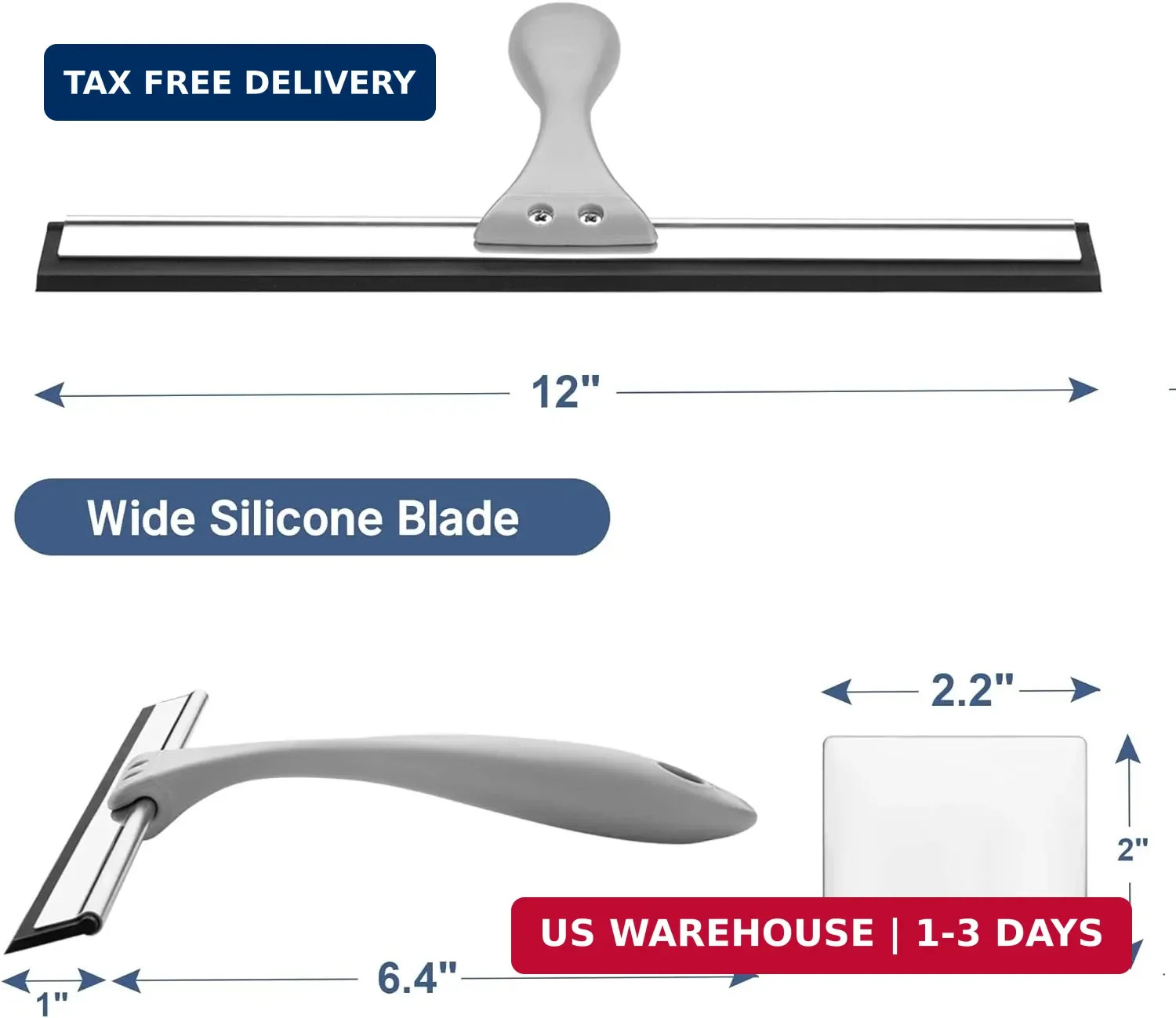 AmazerBath Squeegee for Shower Glass Doors – All-Purpose Squeegee with Hook for