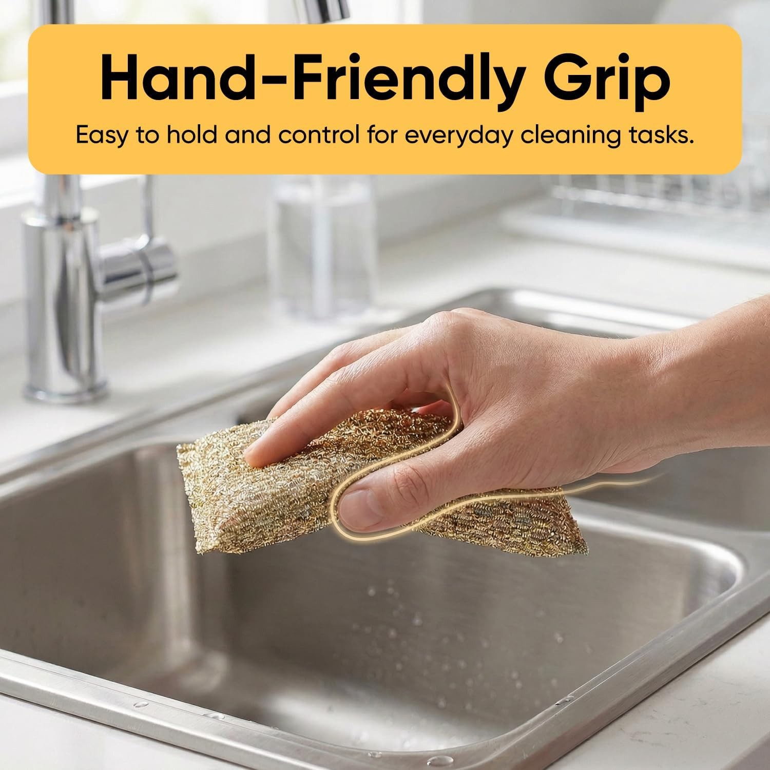 Gold and Silver Kitchen Sponge Scrubber, Heavy Duty Metallic Sink, Pot, Dish
