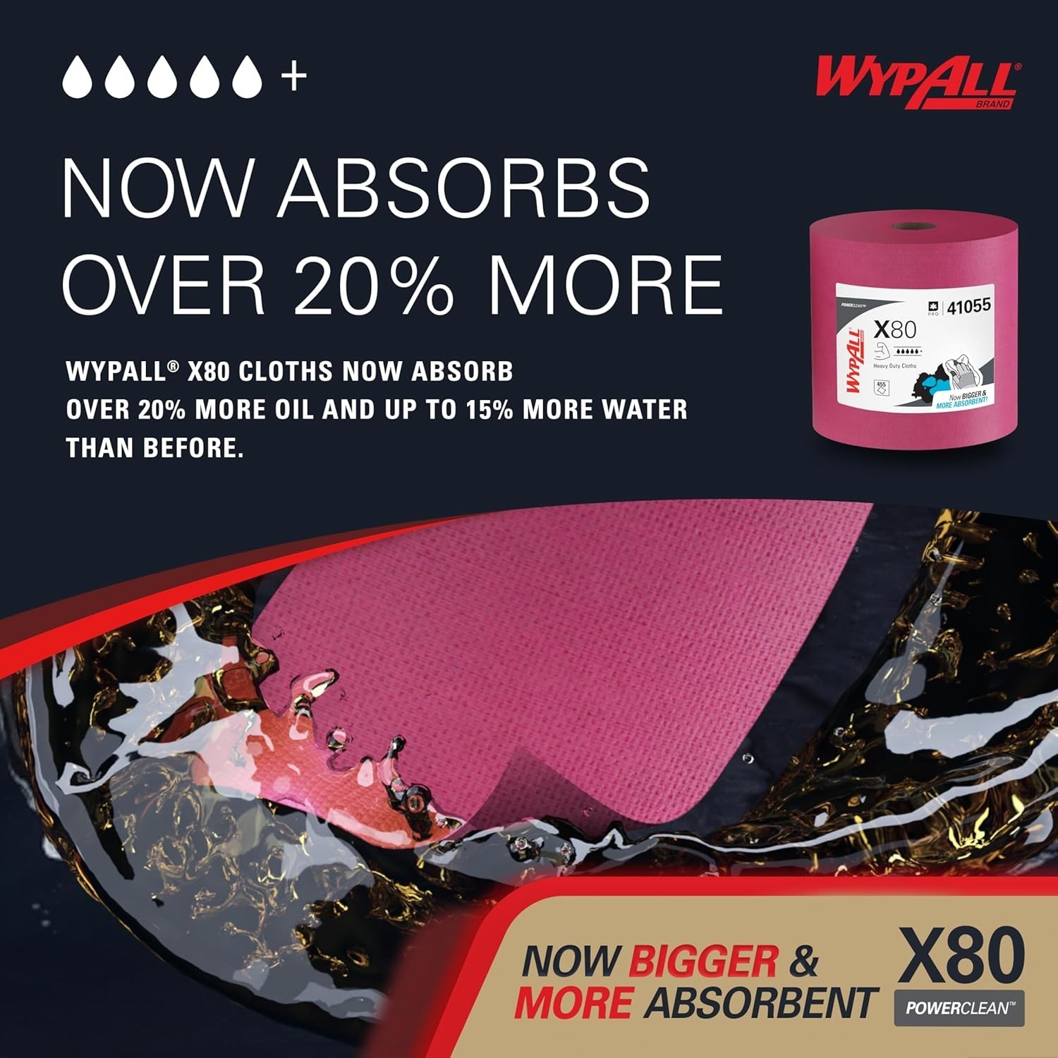 High Absorbent Cleaning Cloths 455 Sheets, Red Jumbo Roll