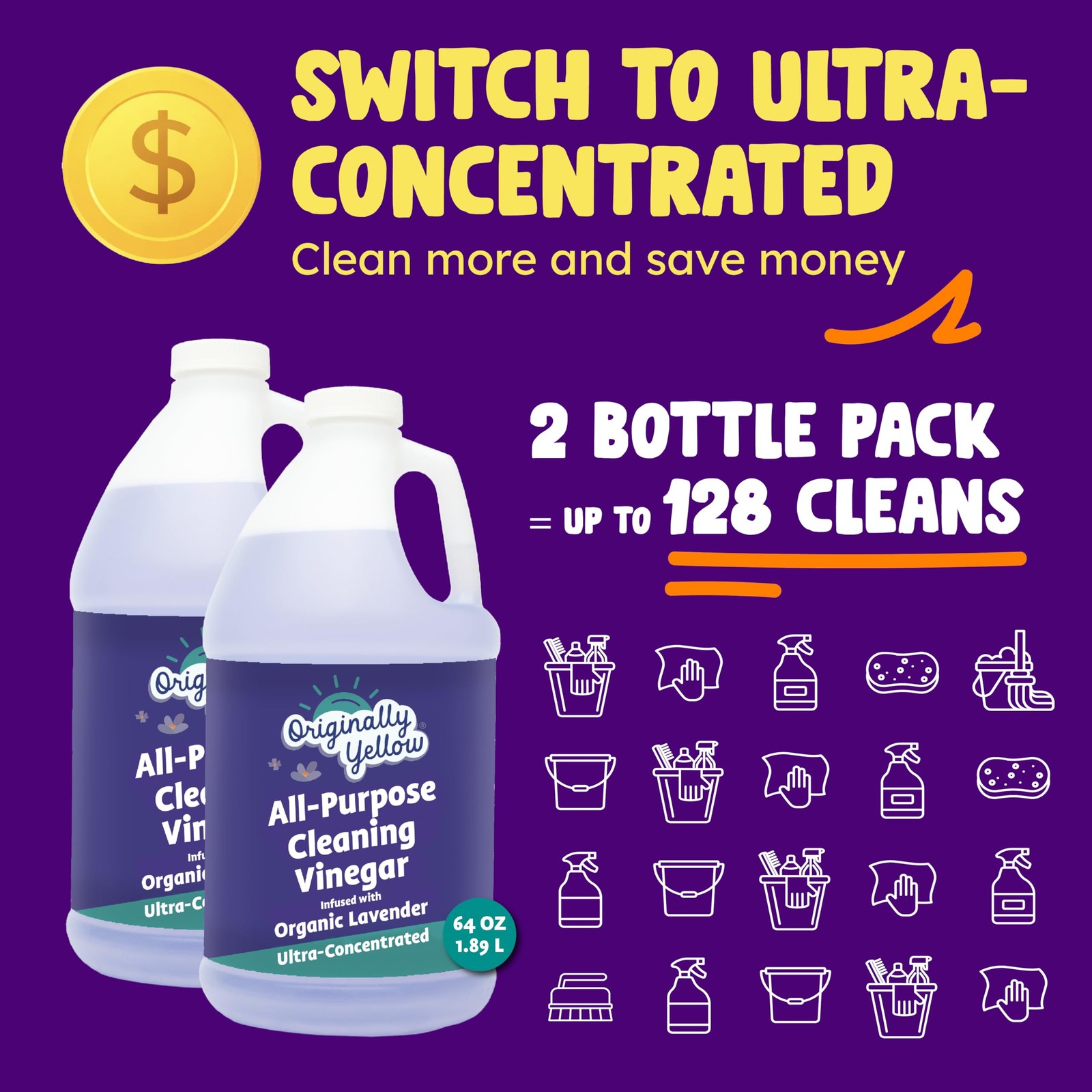 Originally Yellow Lavender White Vinegar For Cleaning Purpose | USA Made All …