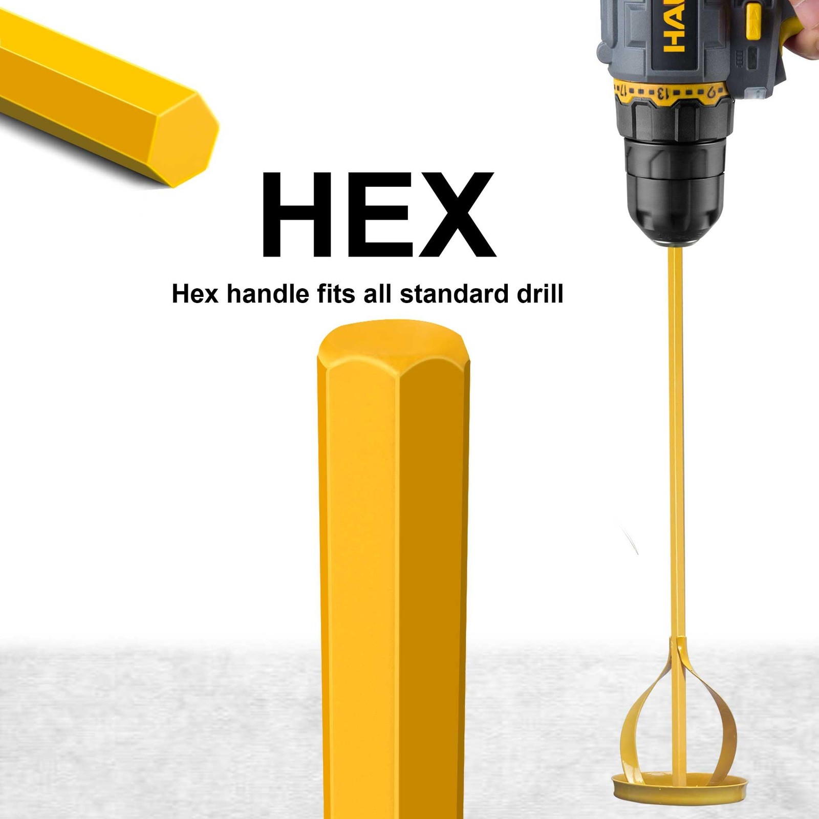 Paint And Mud Mixer Stirrer For Drill 1 To 5 Gallon Bucket Hex AntiSlip