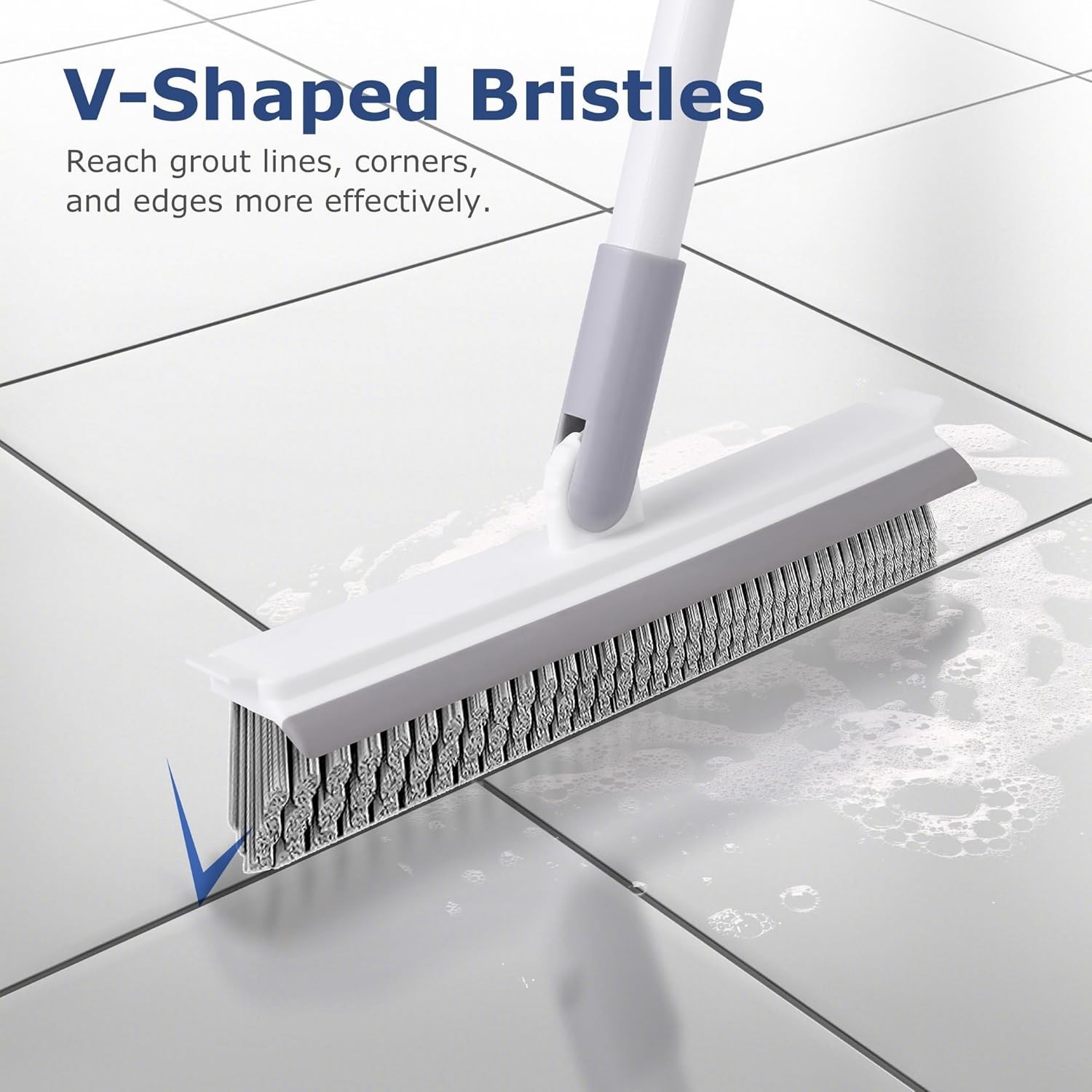 Grout Brush with Long Handle, Floor Cleaning Scrubber with Stiff Bristles for…