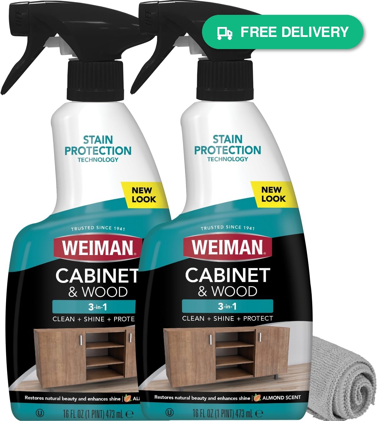 Weiman Cabinet and Wood Cleaner, Shine, Clean and Protect Spray – For Wood…