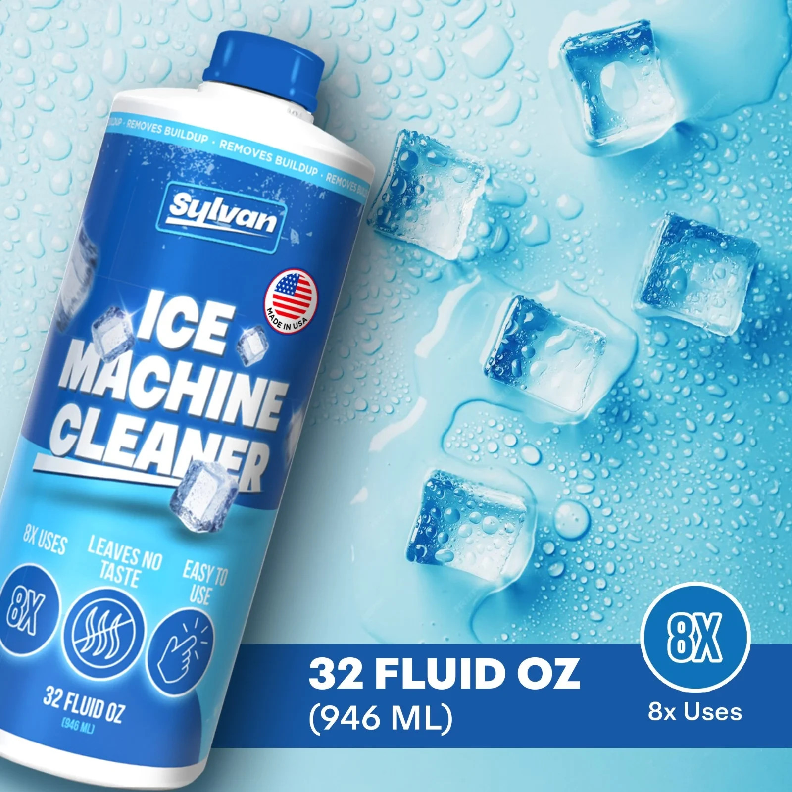 Sylvan Ice Machine Cleaner and Descaler | 32 oz (8 uses) | Free Cloth | Made …