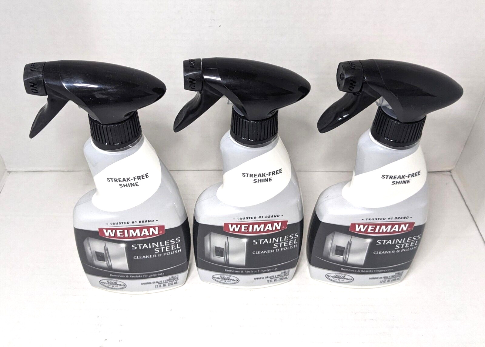 Lot of 3 Weiman Stainless Steel Cleaner and Polish Trigger Spray – 12 FL OZ Each