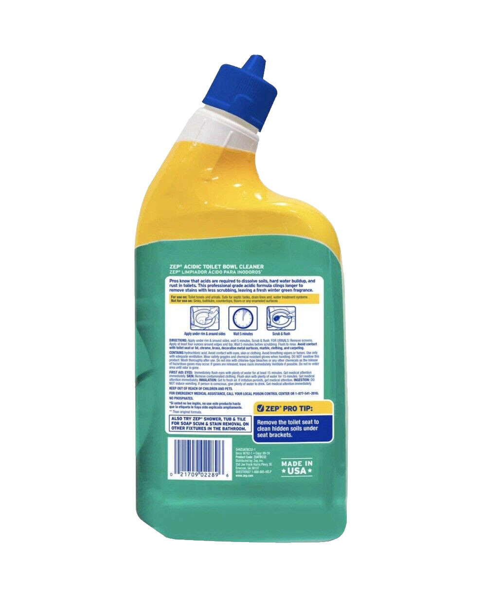 Zep Acidic Toilet Bowl Cleaner – Wintergreen Scent – 1qt (32fl oz)