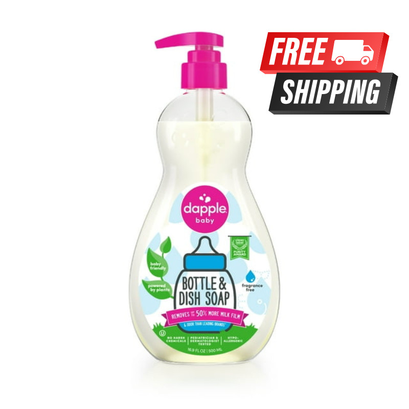 Dapple Baby Bottle and Dish Soap for Baby Products, Fragrance-Free, 16.9 fl oz