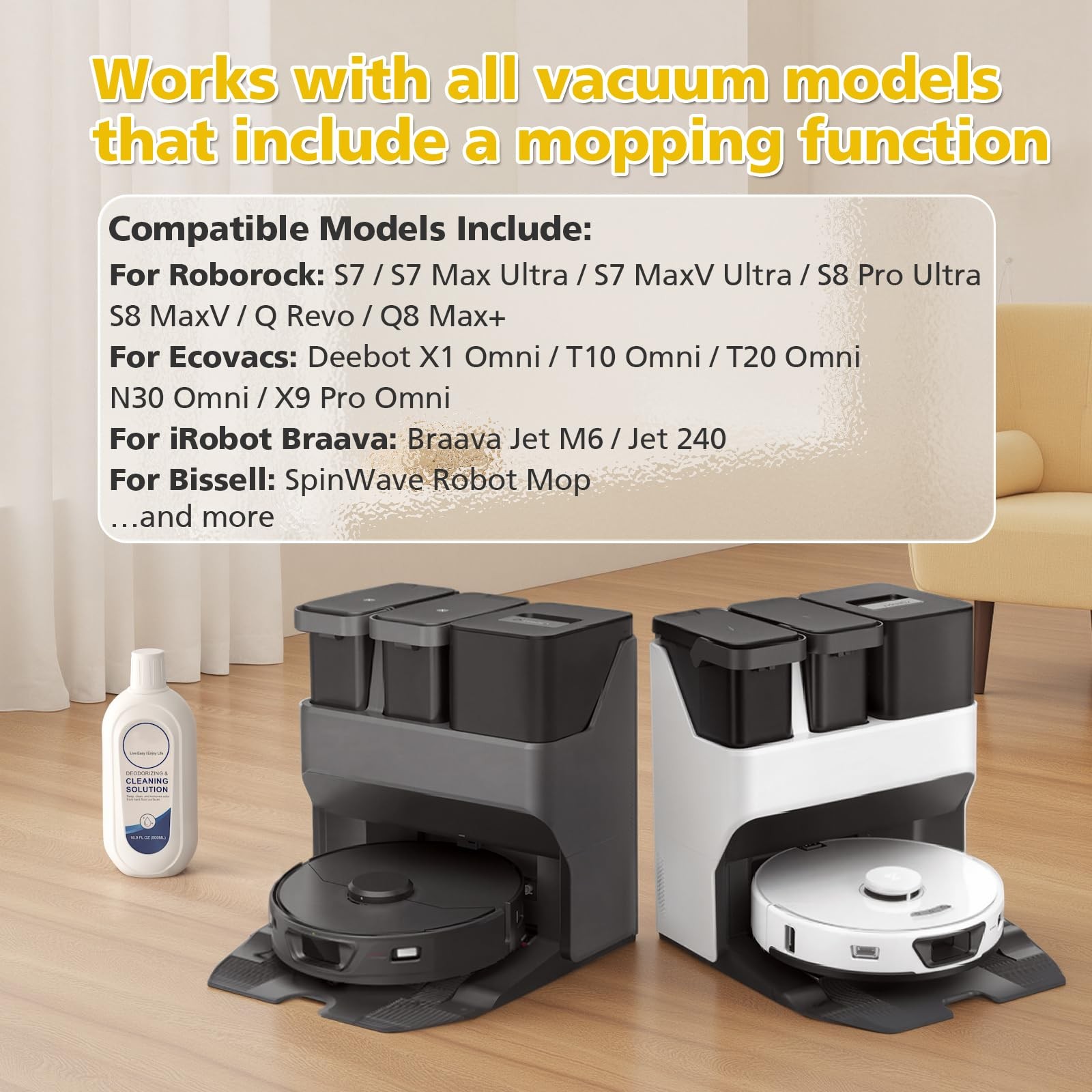 2 Pack Floor Cleaning Solution for Tineco and Robot Vacuums with Mopping, Dee…