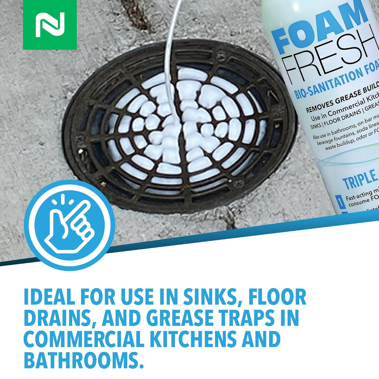 Foam-Fresh Bio Sanitation Foam, Removes Grease and Organic Buildup, Odor Control