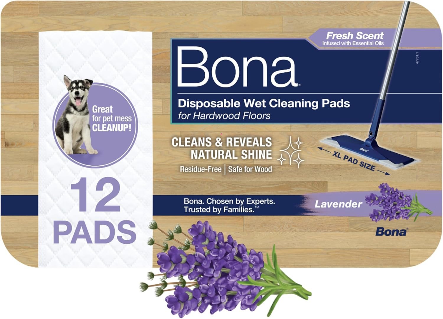 ® Disposable Wet Cleaning Pads for Hardwood Floors, Lavender Scent