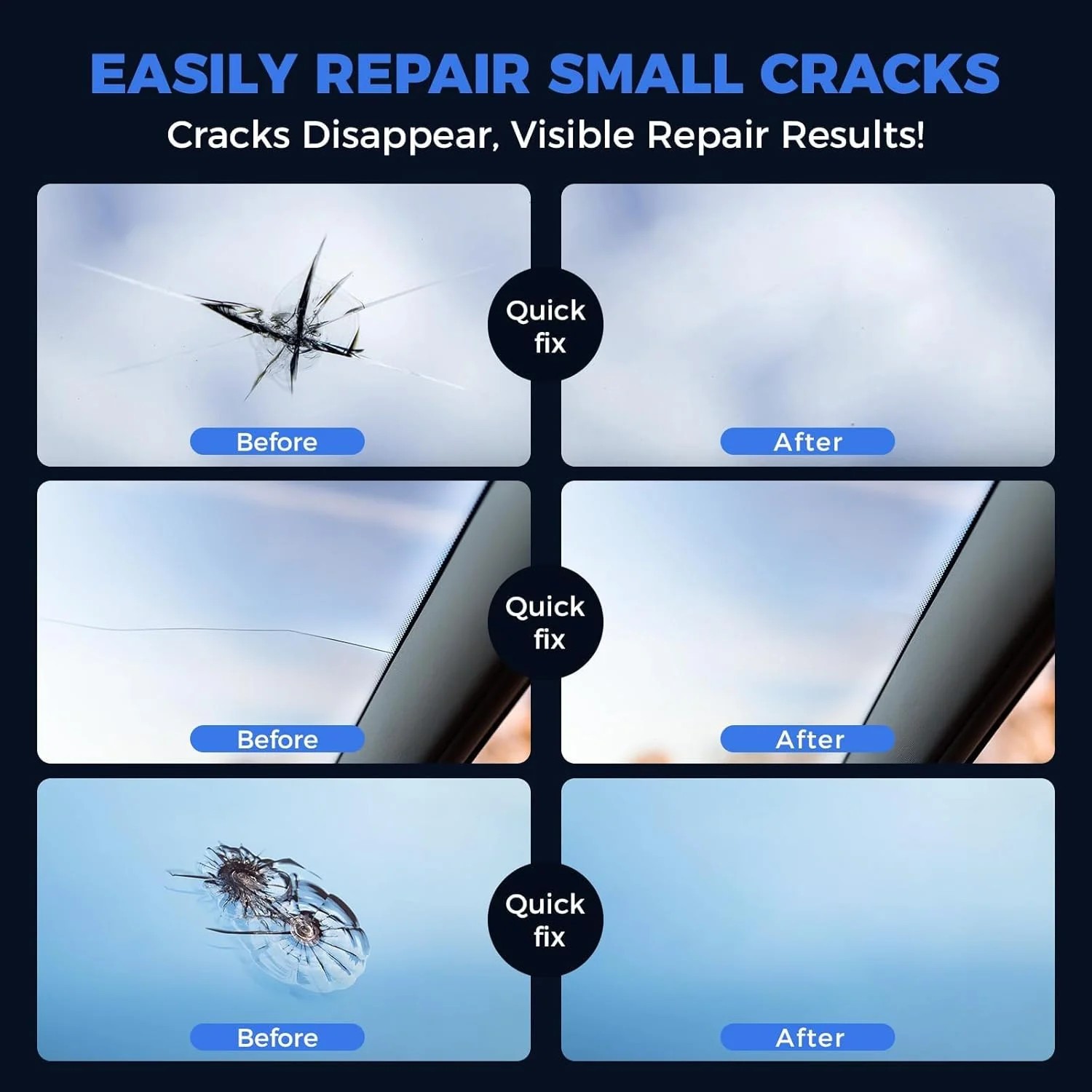 Windshield Crack Repair Kit Quick Quick for Chips and Cracks Glass Chip 2 Bottle