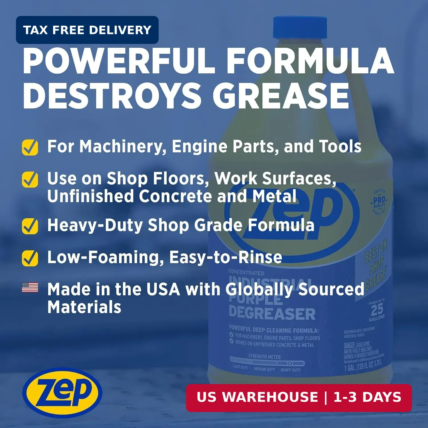 Zep Industrial Purple Cleaner and Degreaser Concentrate – 1 Gallon (Case of 4) R