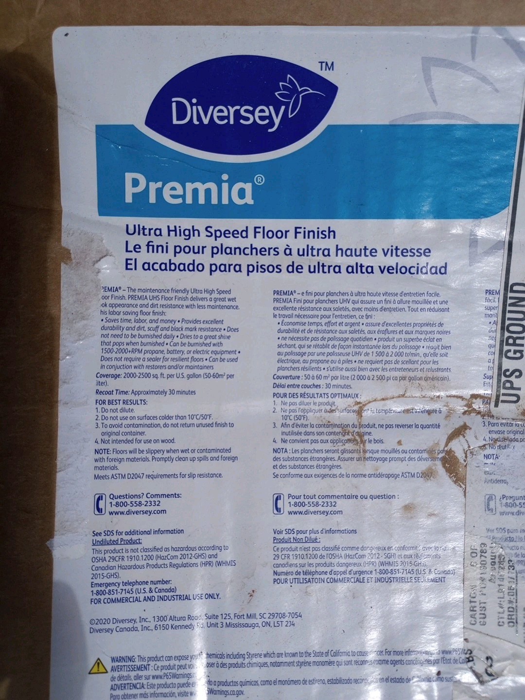 DIVERSEY Ultra High Speed Floor Finish, 5 gal Factory Sealed Manufactured 2021