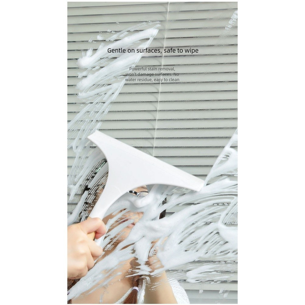 Glass and Window Scraper with Wooden Handle and Soft TPR Blade for Home Use