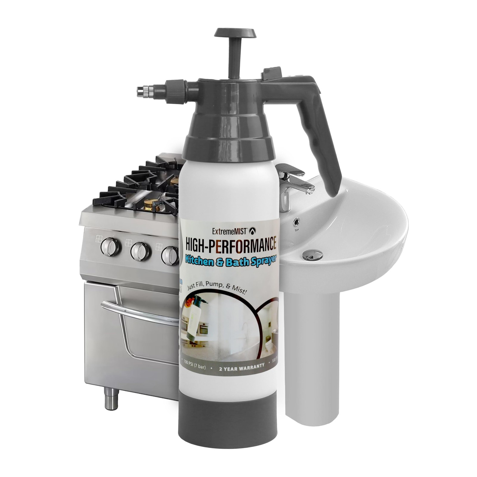 High-Performance Kitchen & Bath Sprayer | Refillable Pressurized Sprayer | Ul…