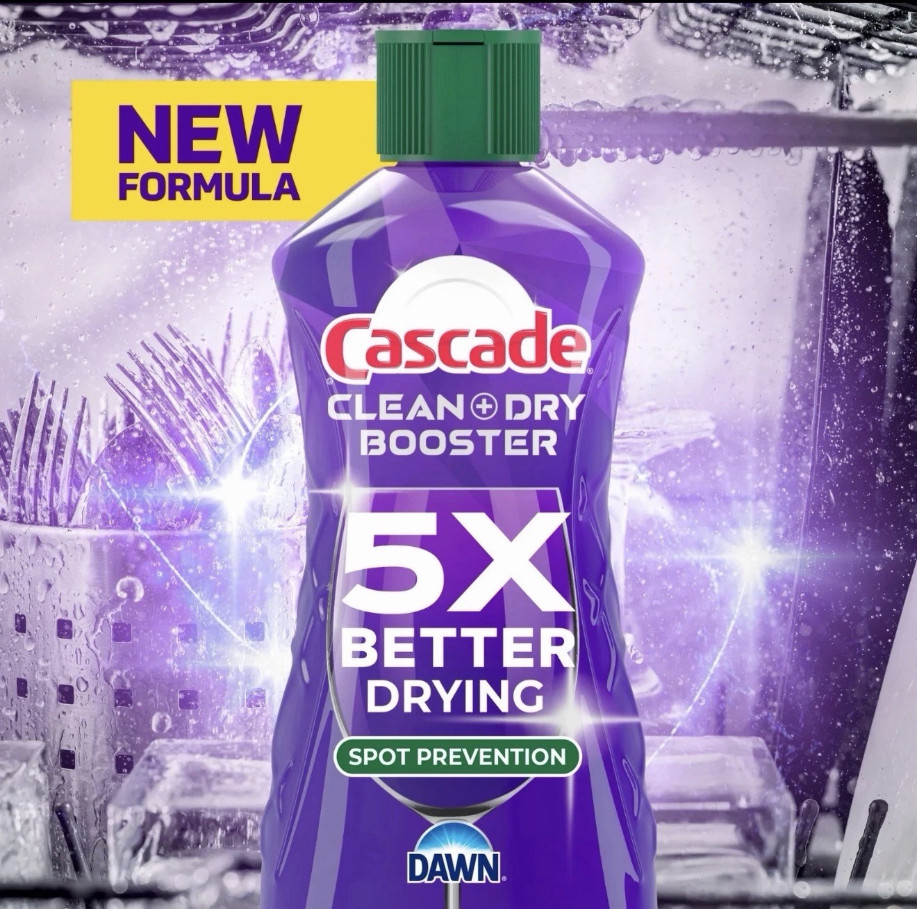 Cascade Rinse Aid Clean & Dry Booster 16oz Spot Free Shine Fast Dry Dishwasher