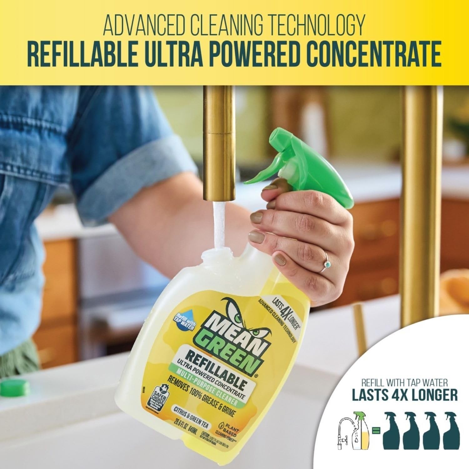 Refillable Ultra Powered CONCENTRATE Multi Purpose Cleaner, Citrus & Green Te…