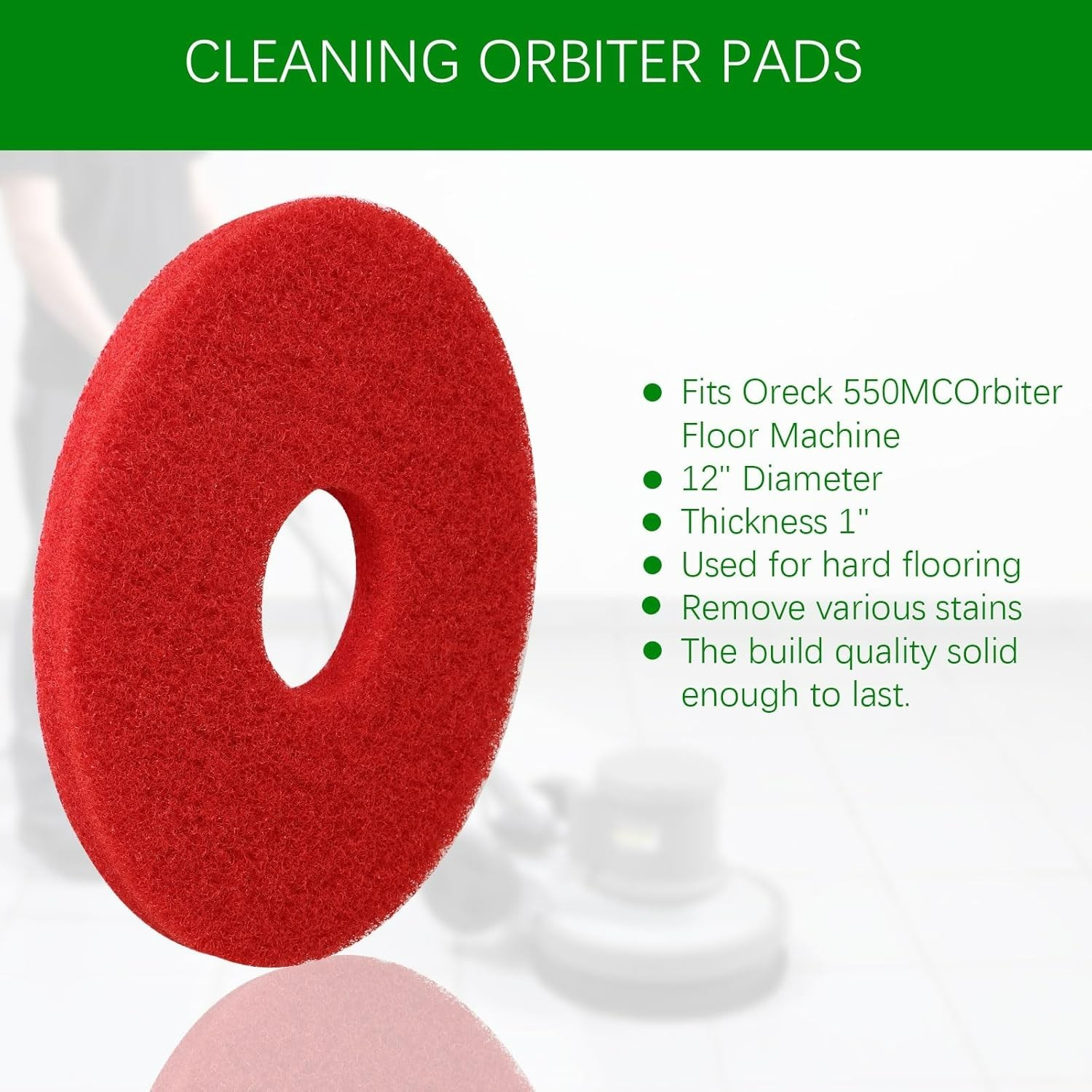 12″ Orbiter Cleaning Pads 2 Pack for Oreck ORB550MC Floor Machine