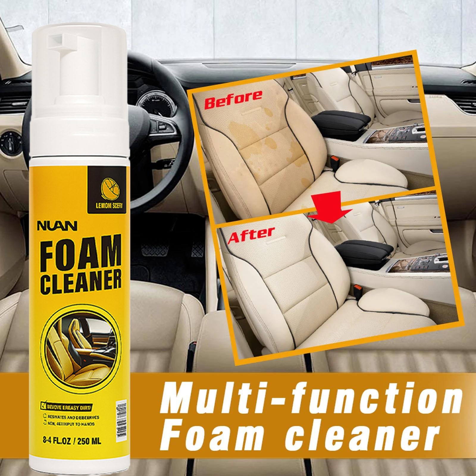 250ML All-Purpose Foam Cleaner, Car Interior Detail Polish for Multiple Surfaces