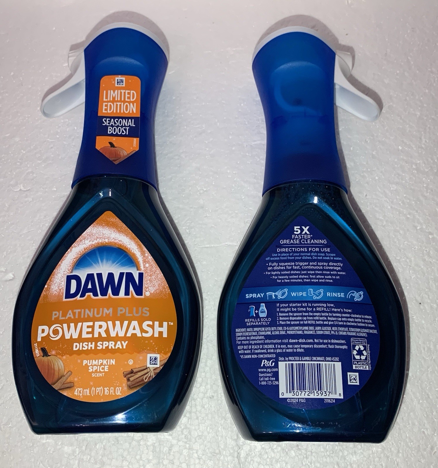 4 Dawn Platinum Powerwash Dish Spray Soap Pumpkin Spice Bundle Spray 16 Oz