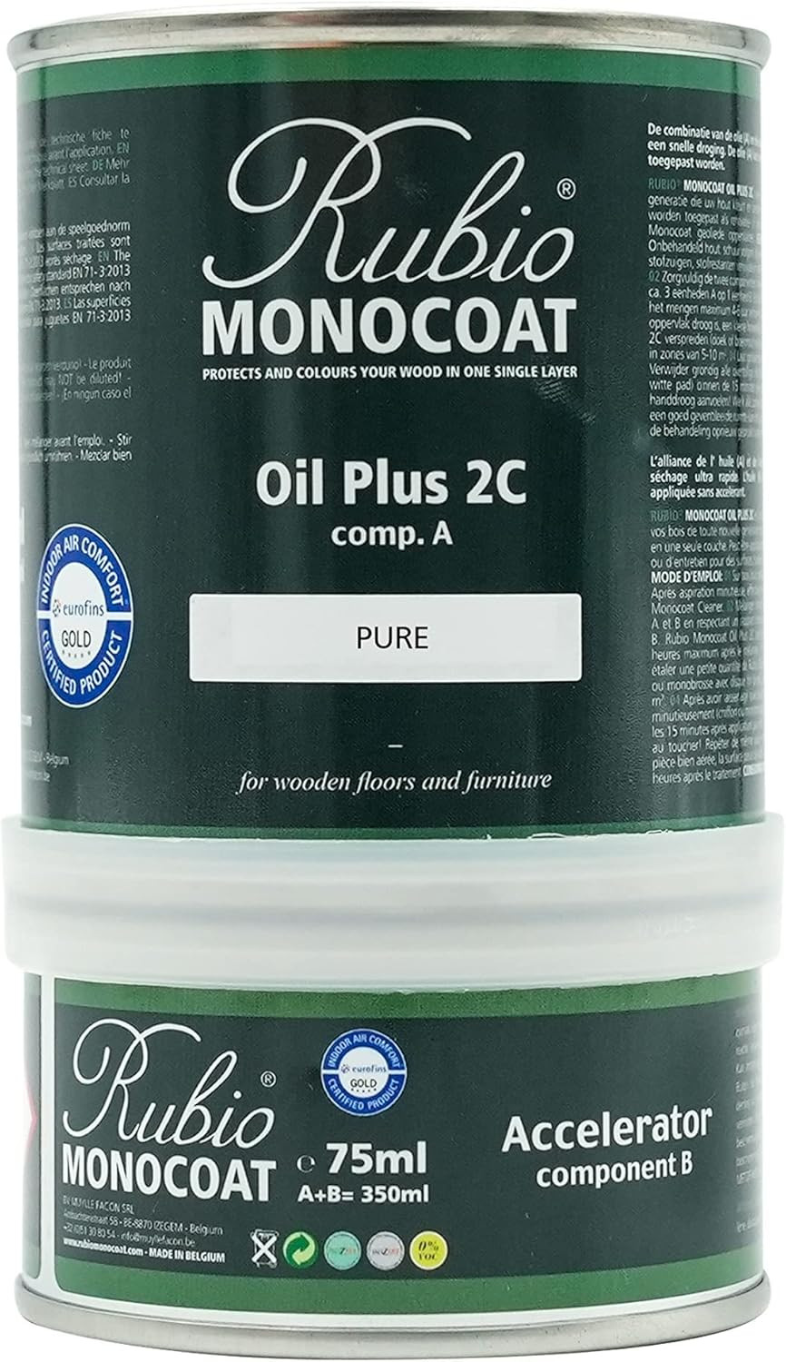 Rubio Monocoat Wood Oil Finish 175 Ft² – Pure | Oil plus 2C | Quick-Dry, Eco-Fri