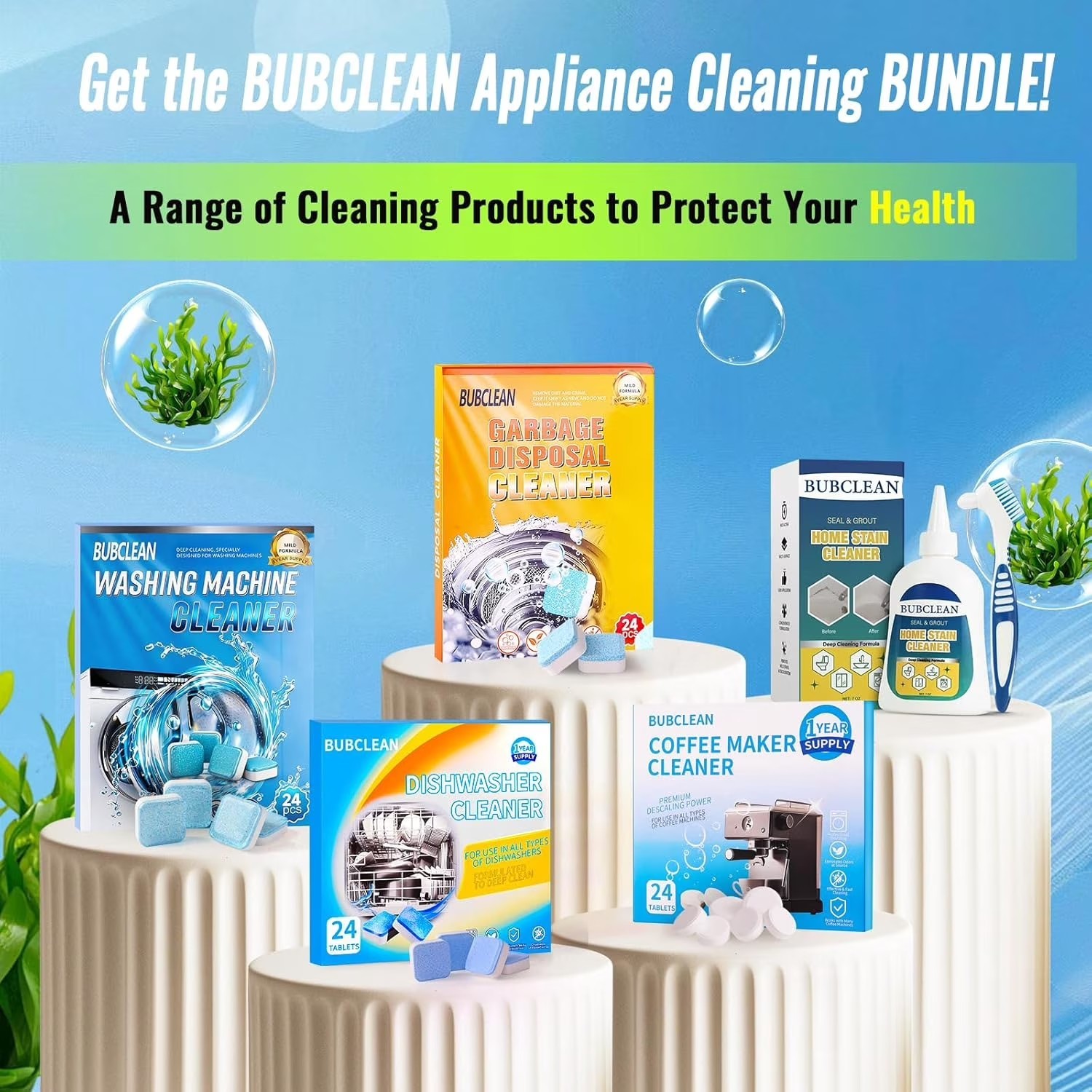 BUBCLEAN 24 Count Garbage Disposal Cleaner Tablets Citrus Foaming Sink Care