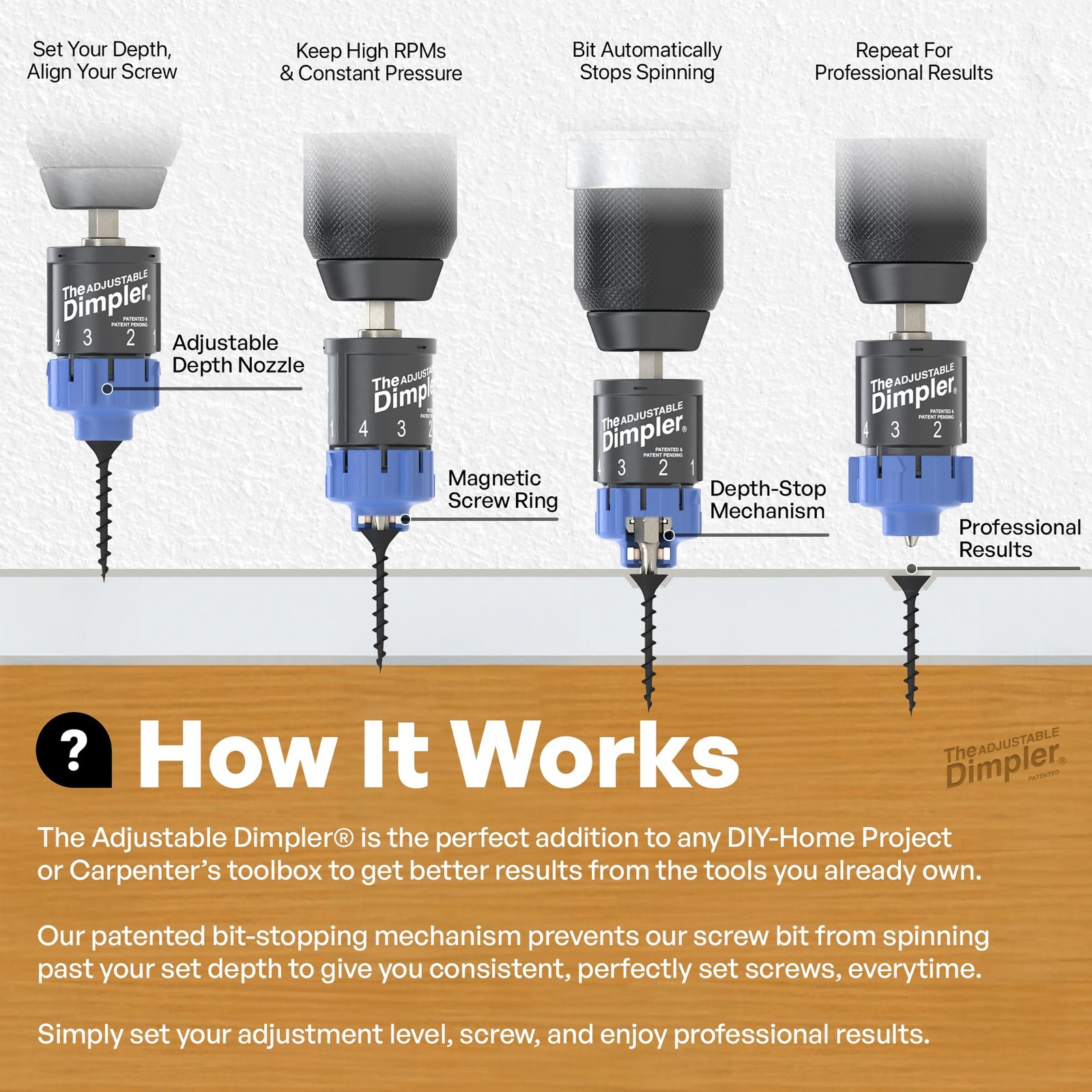 Adjustable Drywall Bit for Electric & Impact Drills | Magnetic Screw Holder