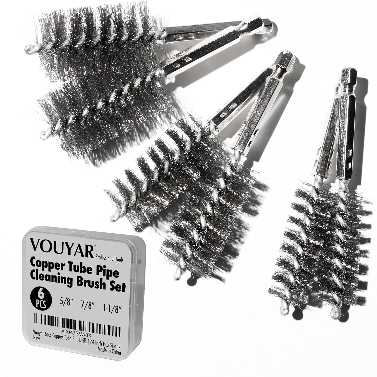 Medium Grit 6pcs Pipe Cleaning Brush Set – Ideal for Automotive & Fabrication