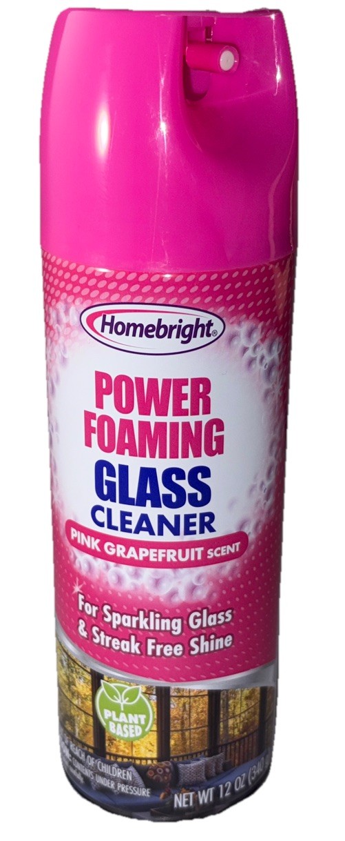 Homebright Power Foaming Glass Cleaner 12oz Pink Grapefruit Scent-NEW-SHIP24 HRS