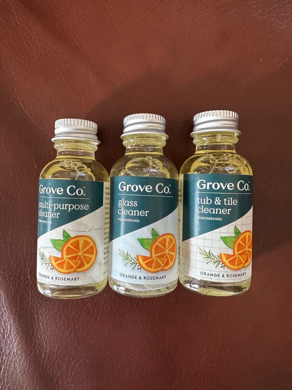 NIB Grove Collaborative Reusable Spray Bottle + Glass, Multi, & Tub/Tile Cleaner