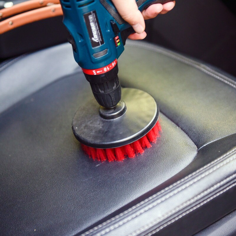 48 Pcs Carpet Mat 5″ Round Brush w/Power Drill Attachment (Soft, Medium, Heavy)