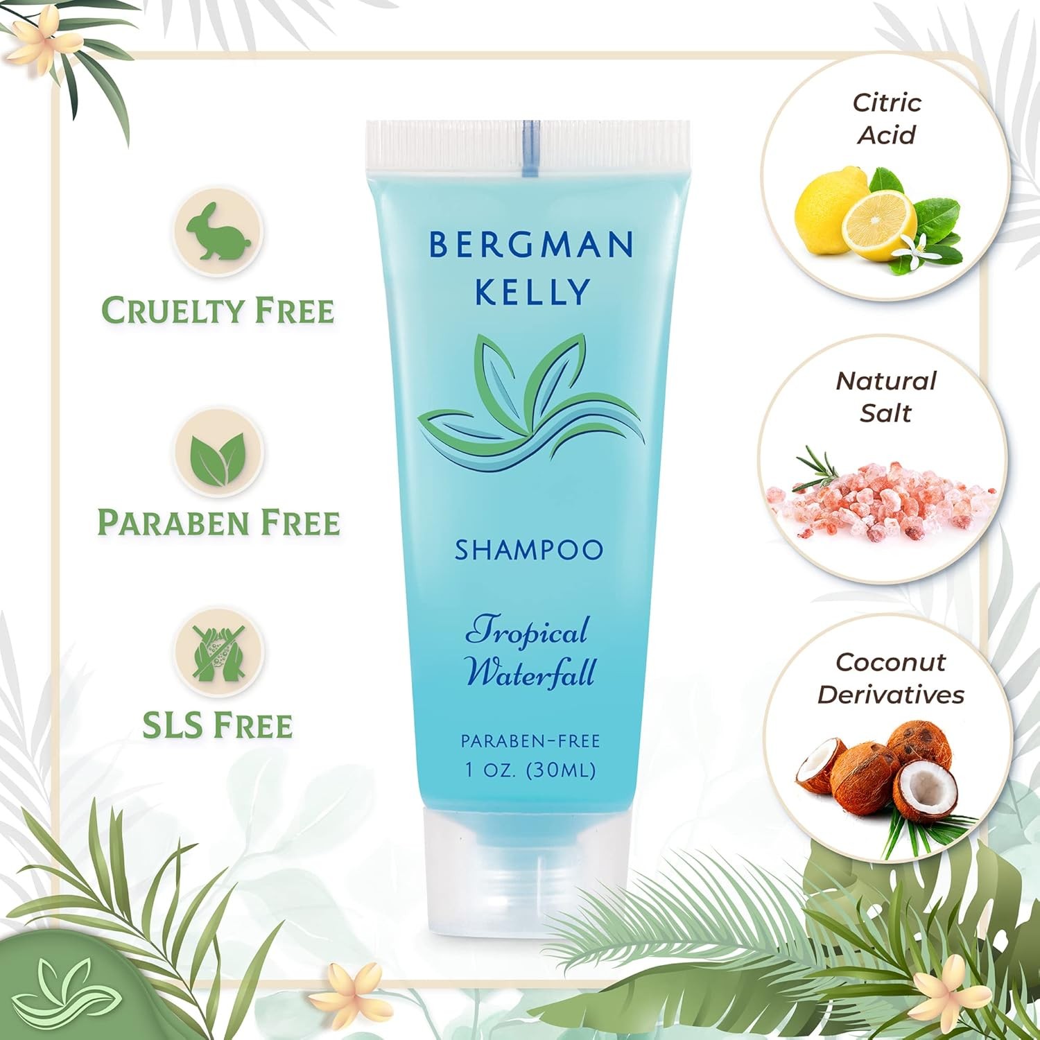 BERGMAN KELLY Hotel Toiletries Bundle (Tropical Waterfall, 1 oz each, 200 Piec
