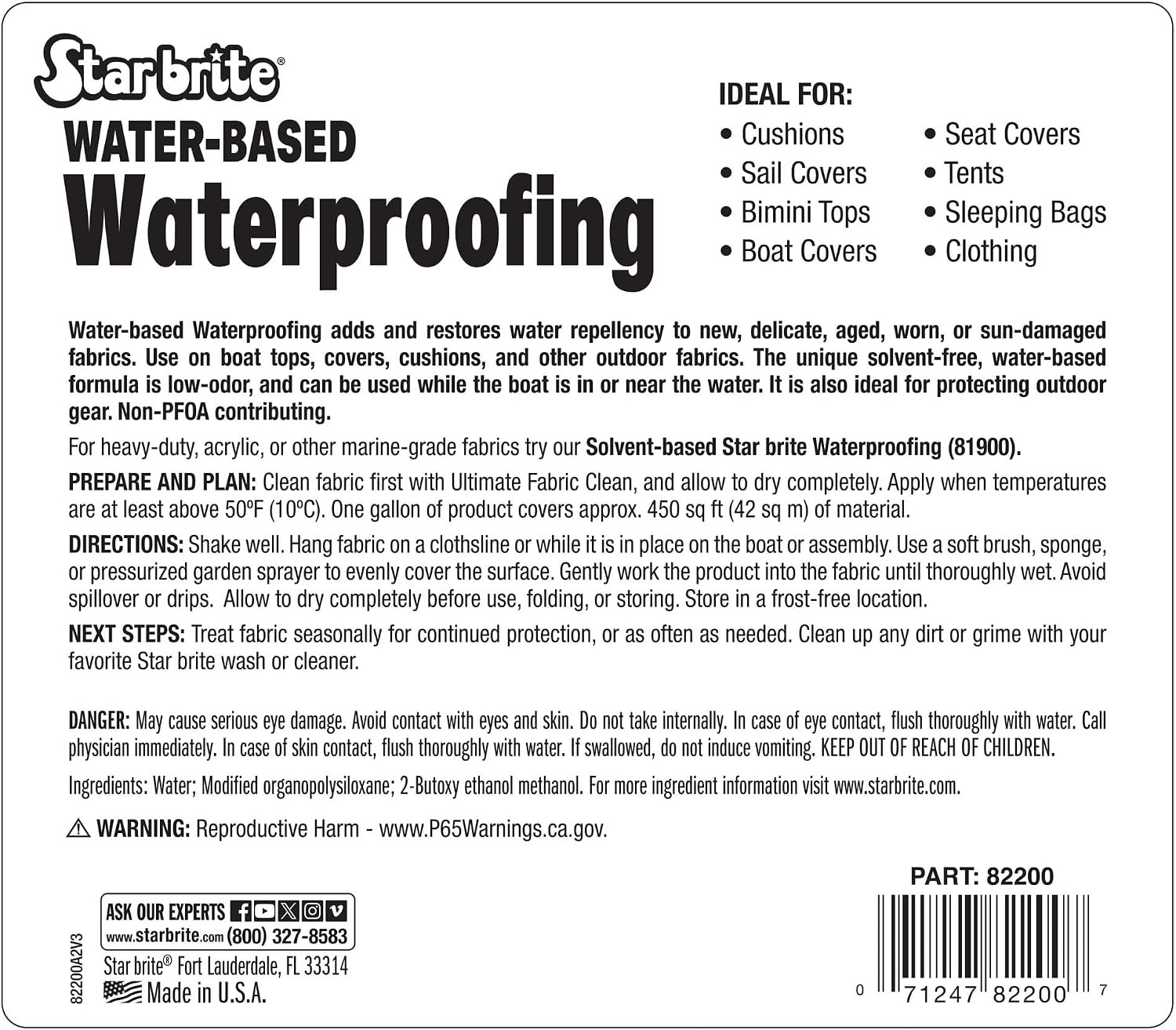 Water-Based Waterproofing & Fabric Protectant Low Odor Waterproofer All