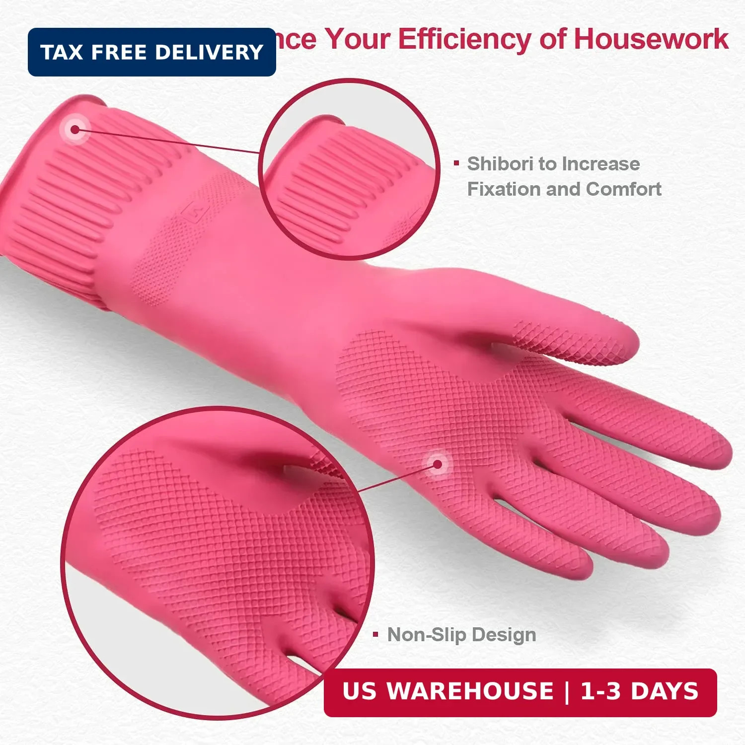 DABOGOSA Mamison 2 Pairs Reusable Waterproof Household Dishwashing Cleaning Rubb