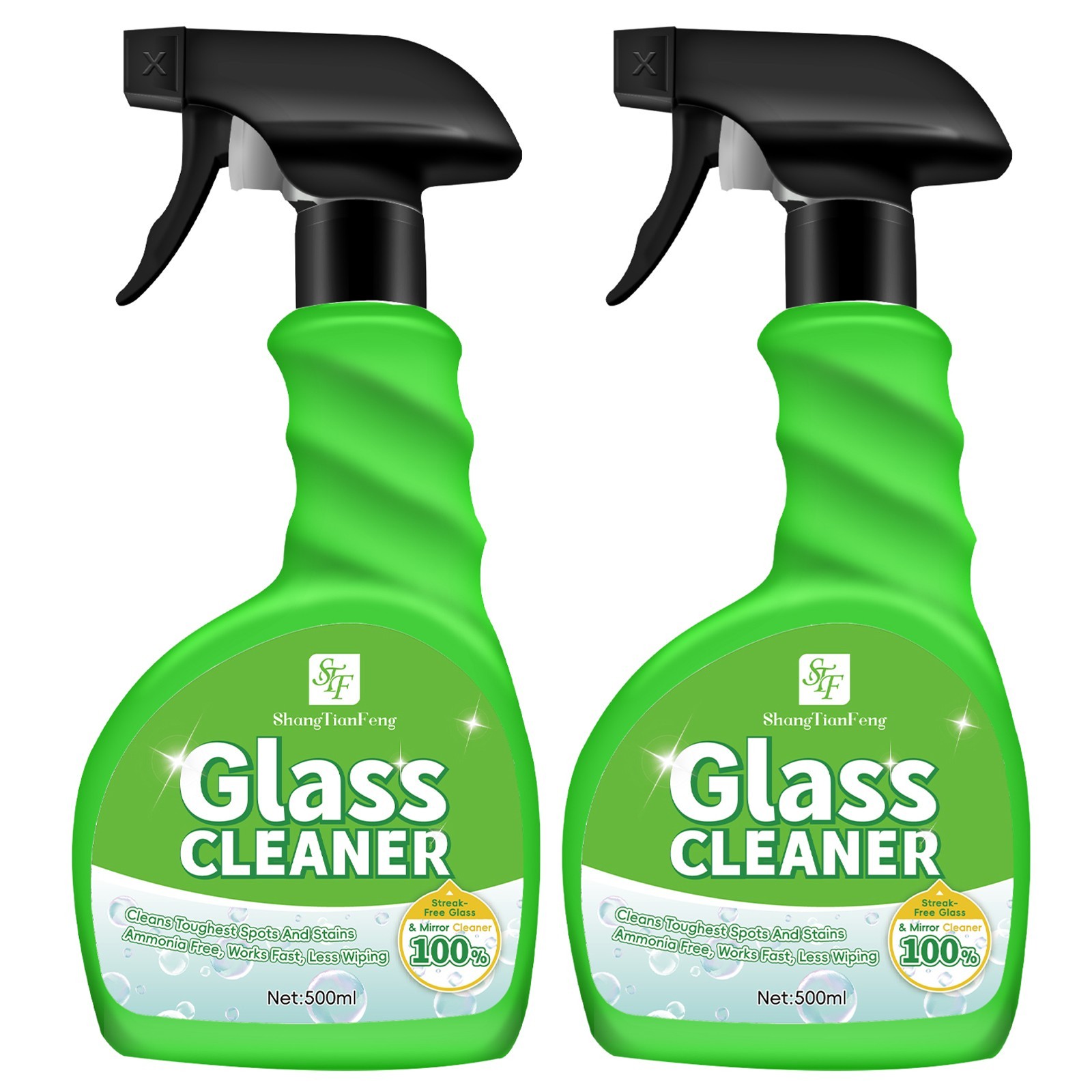 2PCS Glass Cleaner Spray, Streak-Free, Ammonia-Free for Windows, Mirrors & More