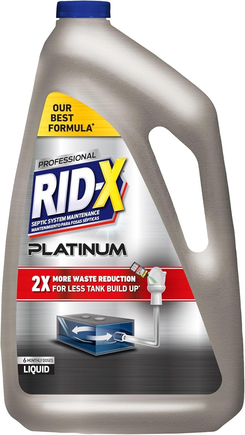 Septic Tank Treatment Liquid 48oz, Platinum Formula, 6 Supply, Contains Natu…
