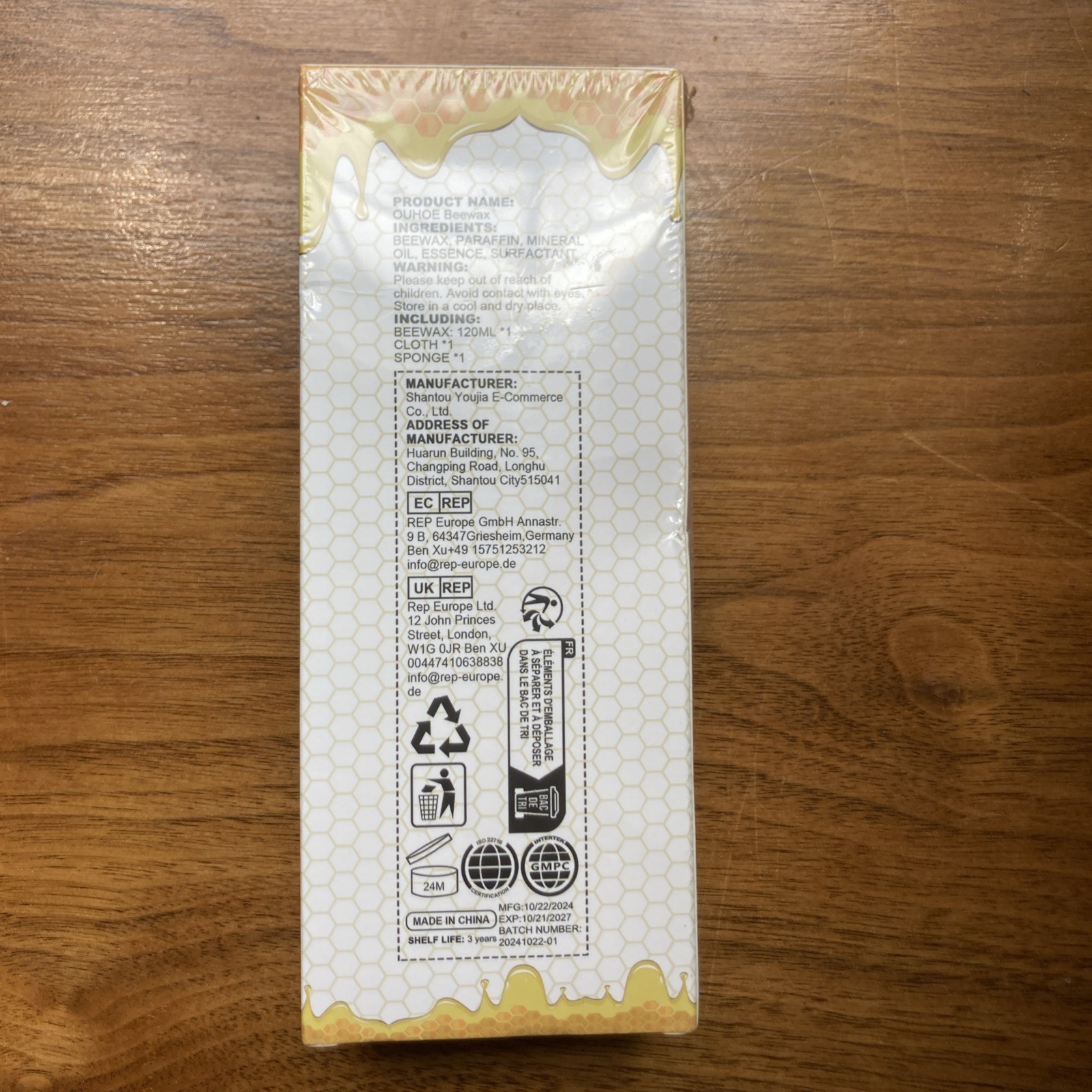 BEEWAX – OUHOE Essential Oil Wood Furniture Wax 120 ml NEW Sealed