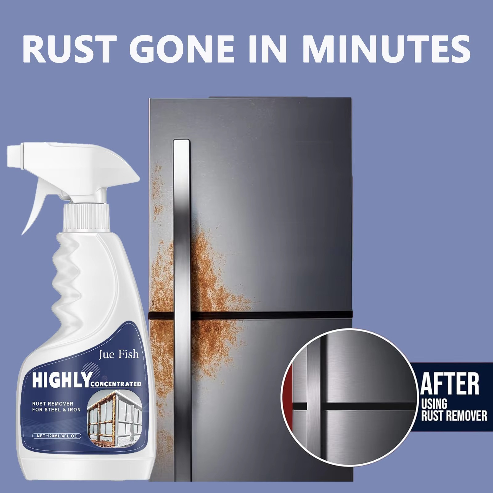 All-Purpose Rust Remover Spray 120ML Fast Acting Iron Oxidation Eliminator USA