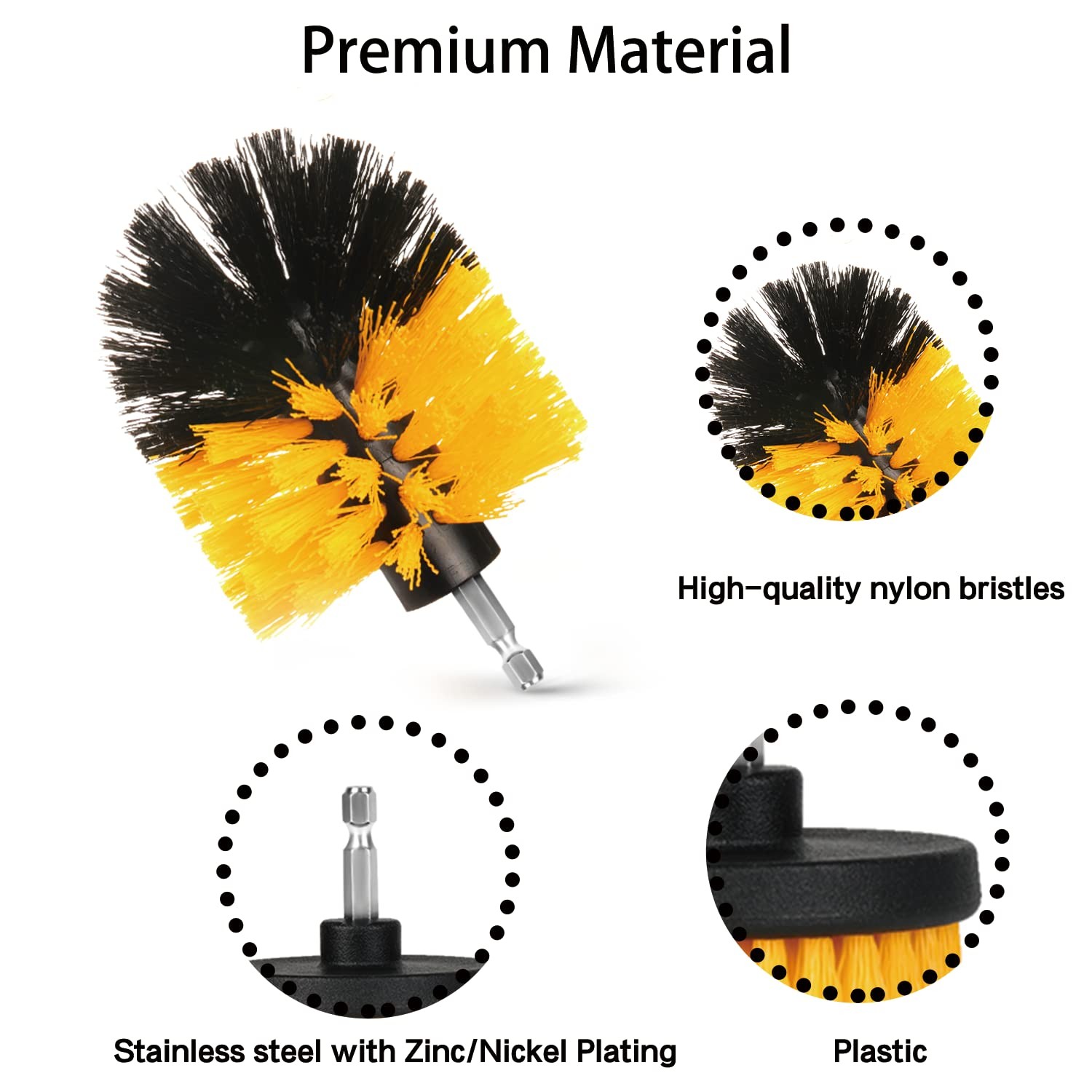 8 Pack Drill Brush Attachment Set, 1/4in Power Scrubber Brush+ Extend Long Rod