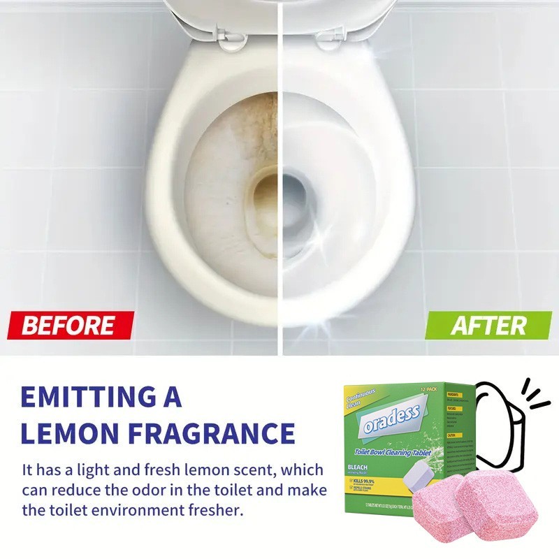Toilet Bowl Cleaner Tablets, No Harsh Chemicals, Plant-based toilet Cleaner