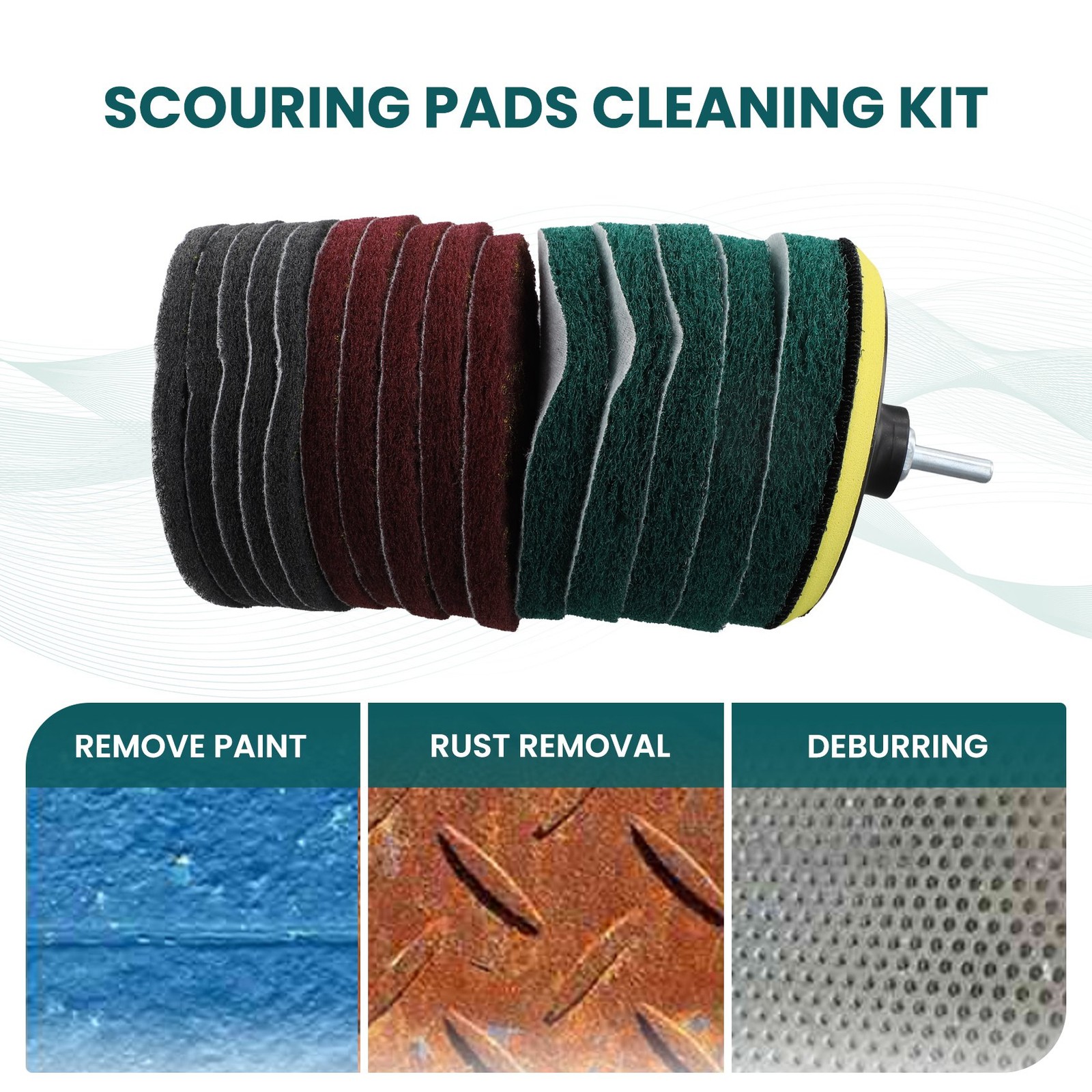 16Pcs 5Inch 3 Different Color Scrubbing Pads Drill Powered Brush Tile1784
