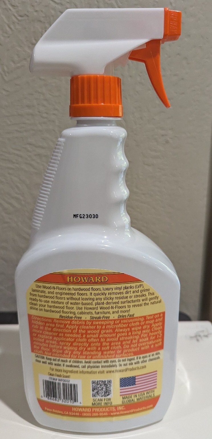 Howard’s WOOD-N-FLOORS HARDWOOD FLOOR CLEANER, 32 oz – USA Made