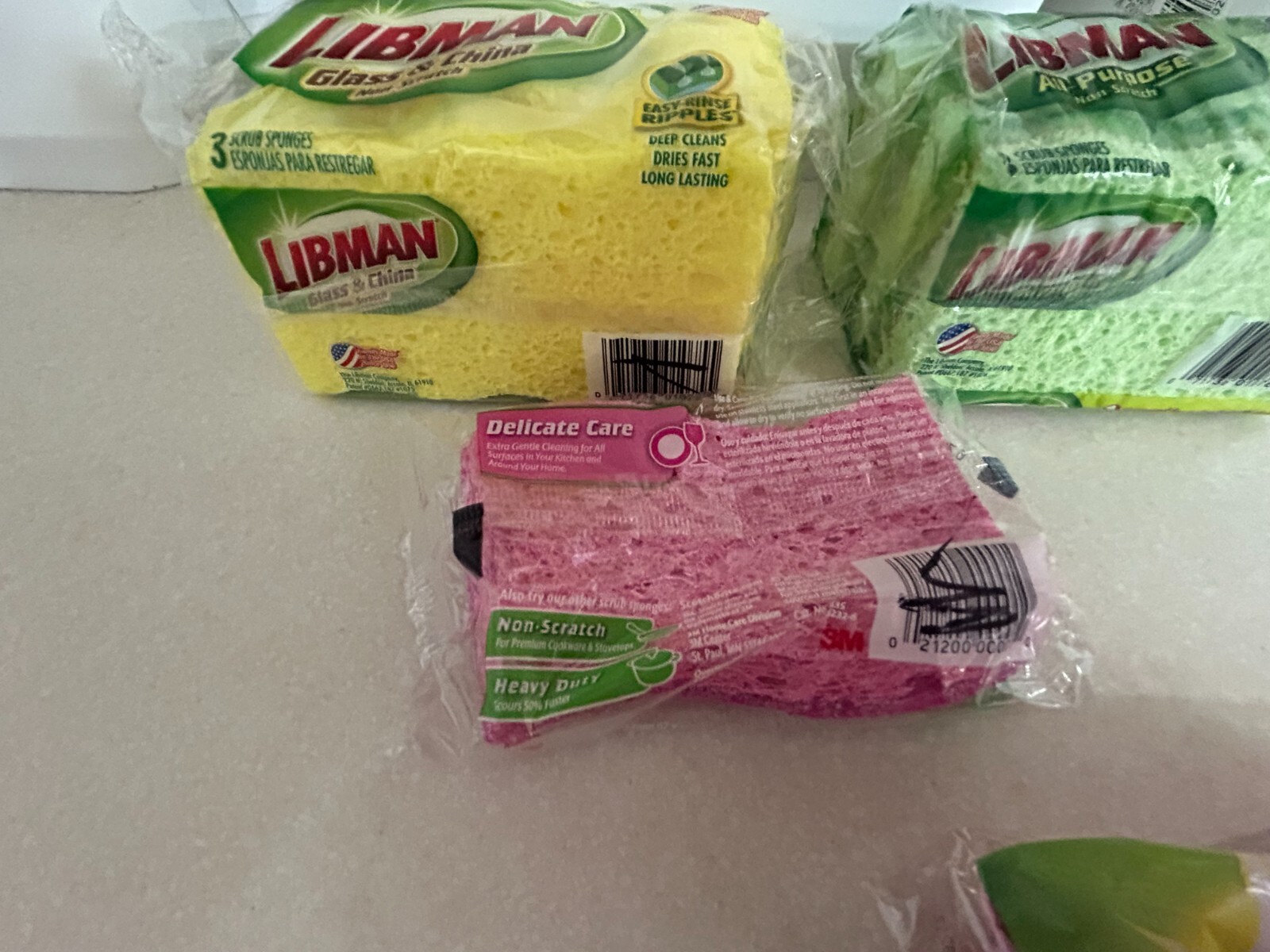 New 10-sponge pack lot Scotch Brite Delicate Care Scrub Libman Glass & China