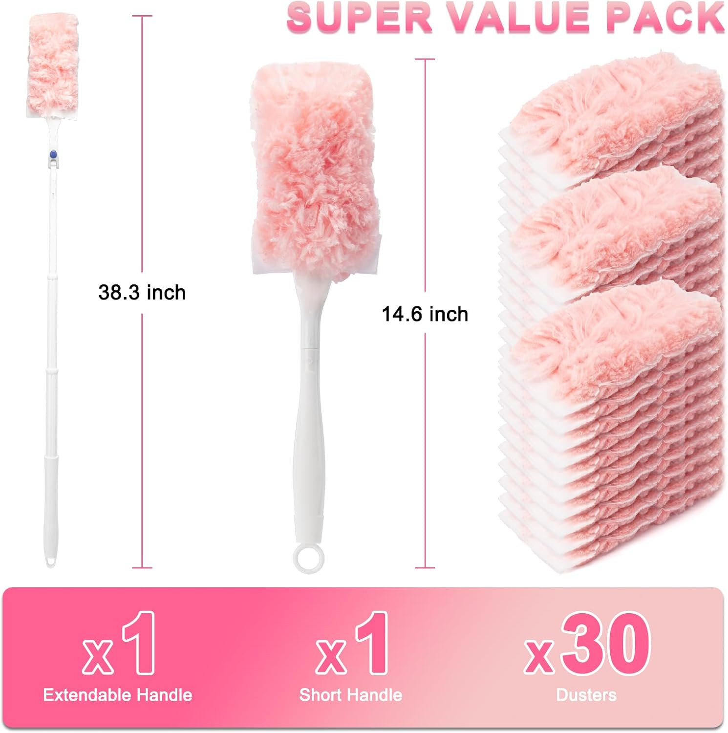 Heavy Duty Duster Refills Kit for Swiffer Duster, 4X Microfiber Multi Surface Du