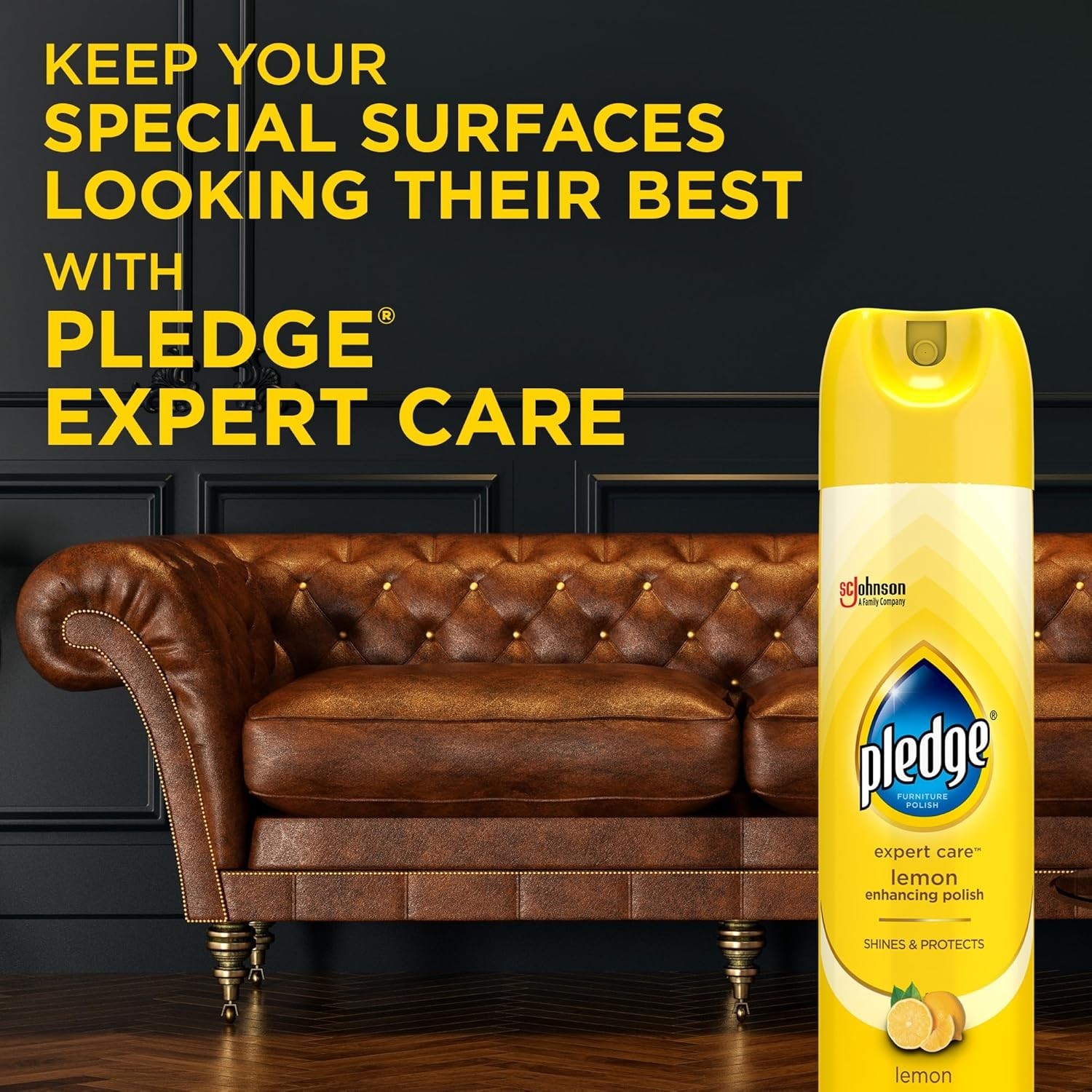 Pledge Enhancing Polish, Furniture & Wood Spray, Lemon Scent, 9.7oz (Pack of 3)