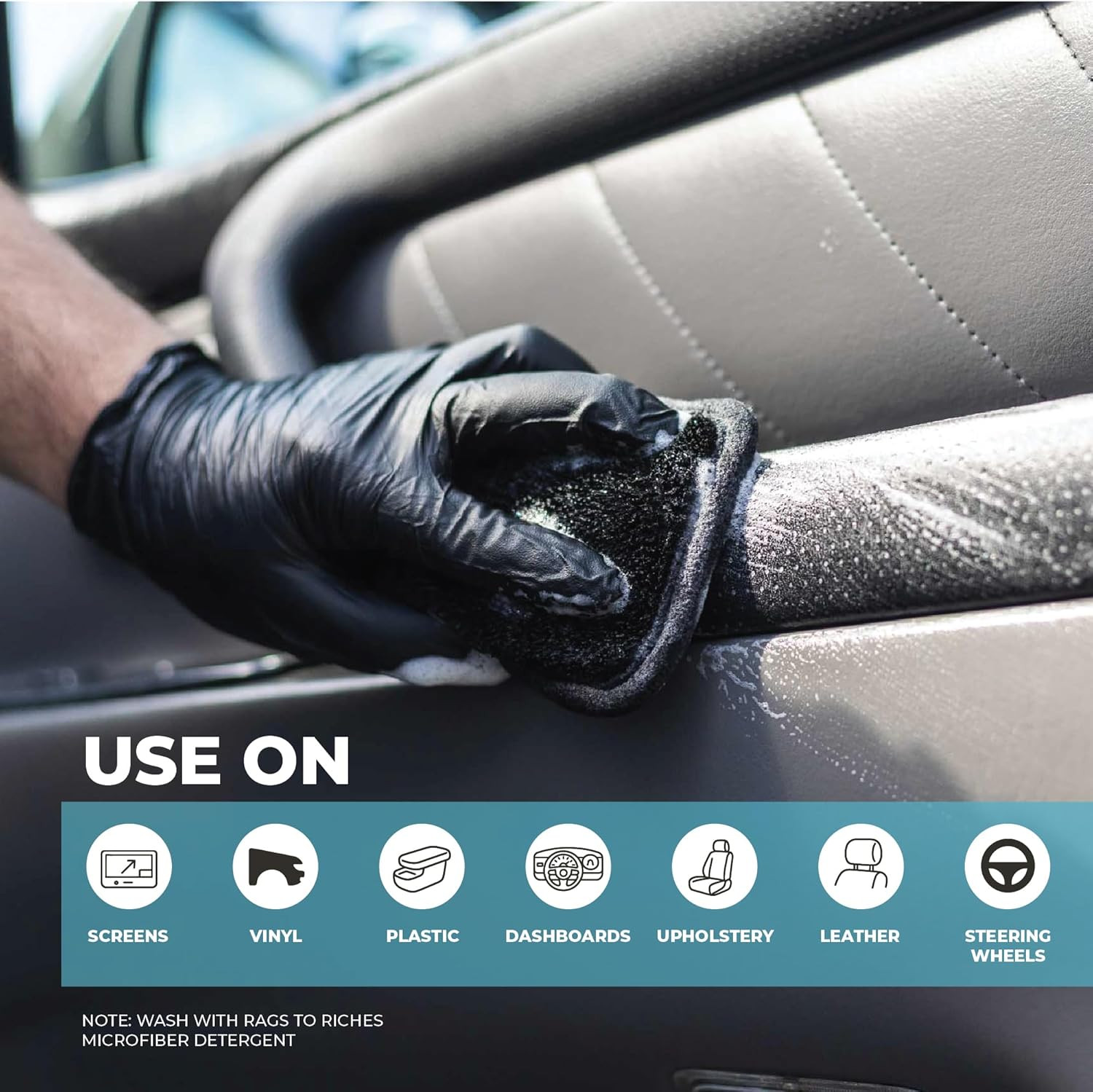 – Interior Scrubber – Soft Microfiber Pad Safe for All Automotive Interior Surfa