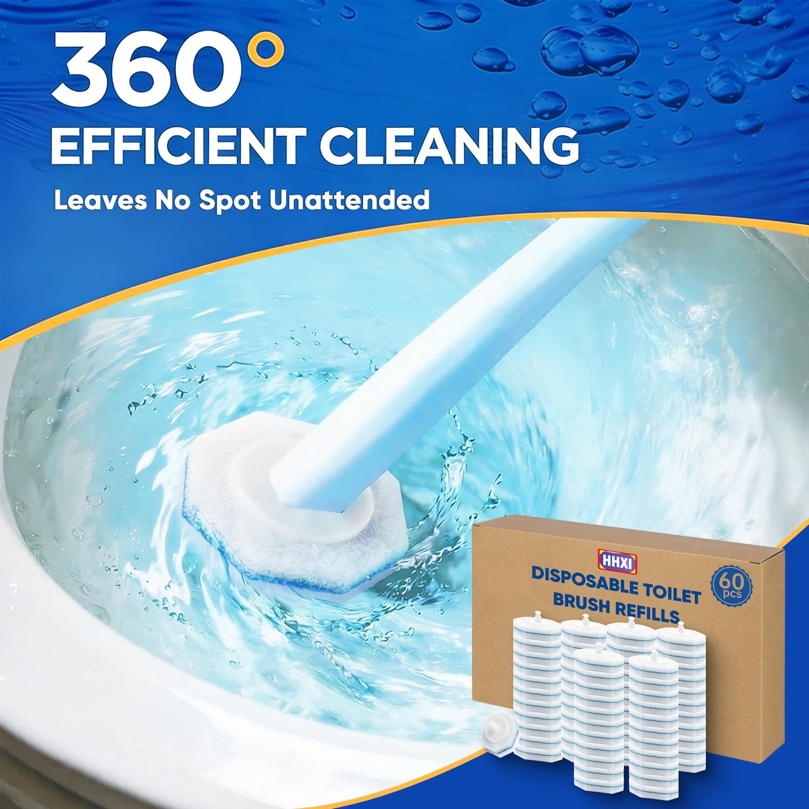 60Ct Disposable Toilet Brush Refills, Toilet Bowl Cleaner Refills, Bathroom C…